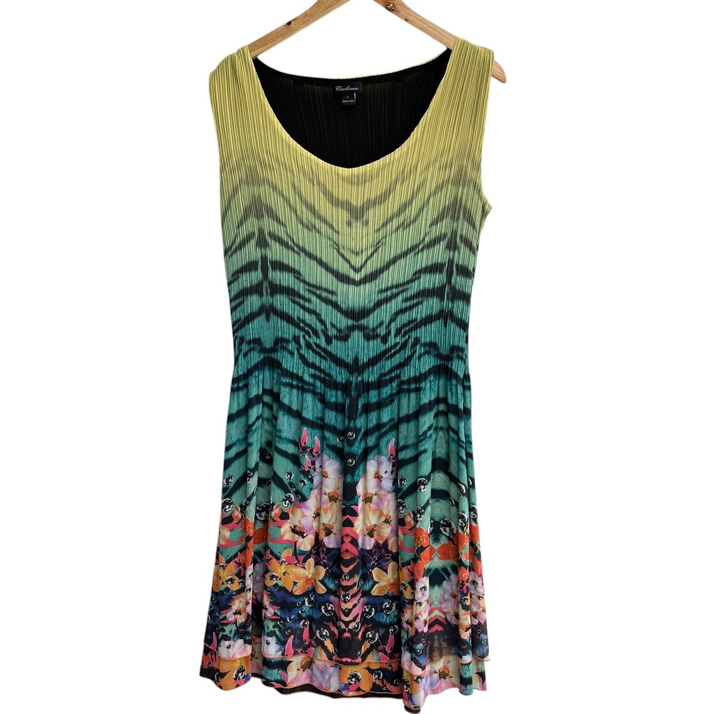 Caeliann Dress Multicolor Pleated Pleated Floral Casual Large Vacation Beach‎